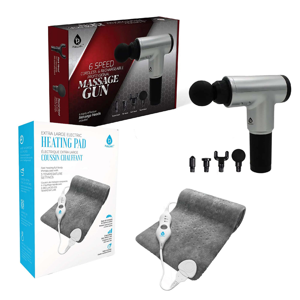 Pack Détente : pistolet de massage 6 vitesses + coussin chauffant